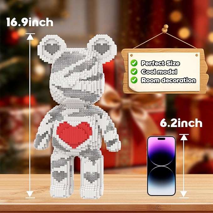 Glowing Care Bear Building Blocks (5300 PCS) 3D Micro Animal DIY Bear Building Blocks for Adults &amp Teenager Creative Toys Ideal Gift for Family &amp Friends