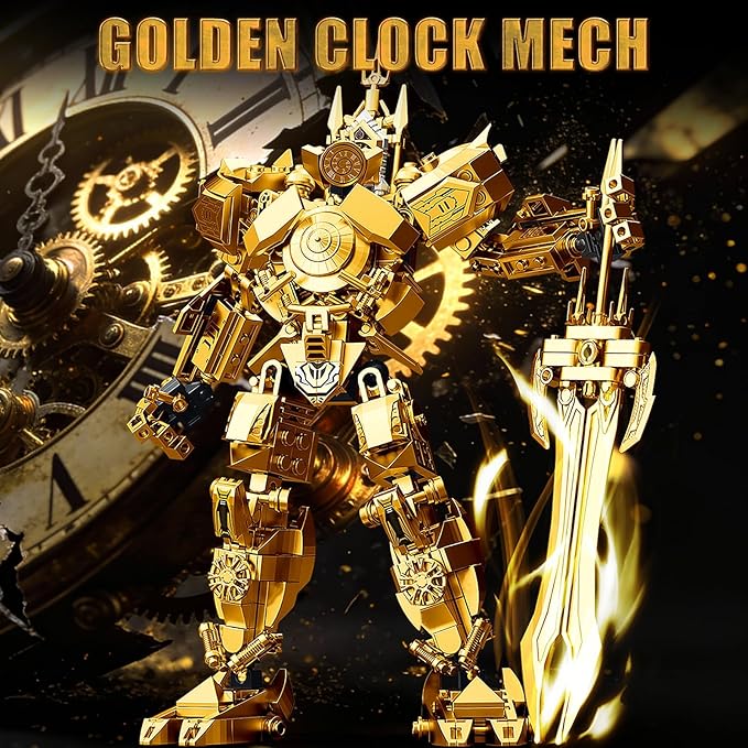 HIGH GODO Golden Clock Mech Robot Building Blocks Set Toilet Upgraded TV Figure Mech Model Building Kit Cool Creative Robots Toys Gift for Teens Adults 402 Pieces