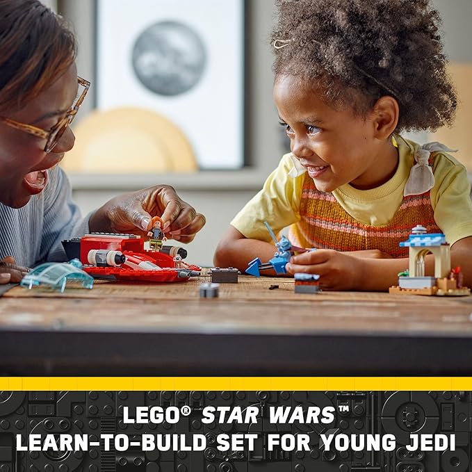 LEGO Star Wars: Young Jedi Adventures The Crimson Firehawk Kids’ Starter Set Buildable Toy Starship Speeder Bike Vehicle 3 Characters Gift Idea for Boys and Girls Aged 4 and Up 75384