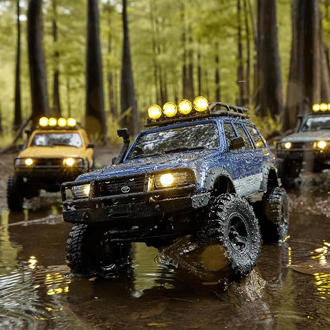 FMS 1/18 FCX18 RC Crawler Land Cruiser LC80 Toyota Officially Licensed 4WD RTR RC Rock Truck with 2.4Ghz Transmission Portal Axles LED Lights for Adults Hobby Gifts (Grey)