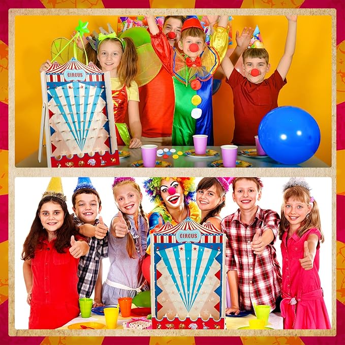 Fulmoon Disk Drop Game with 8 Disks Halloween Carnival Circus Theme Christmas Party Fun Wood Family Board Game for Birthday Party Decorations Supplies Activities(15.7 x 10 Inch)
