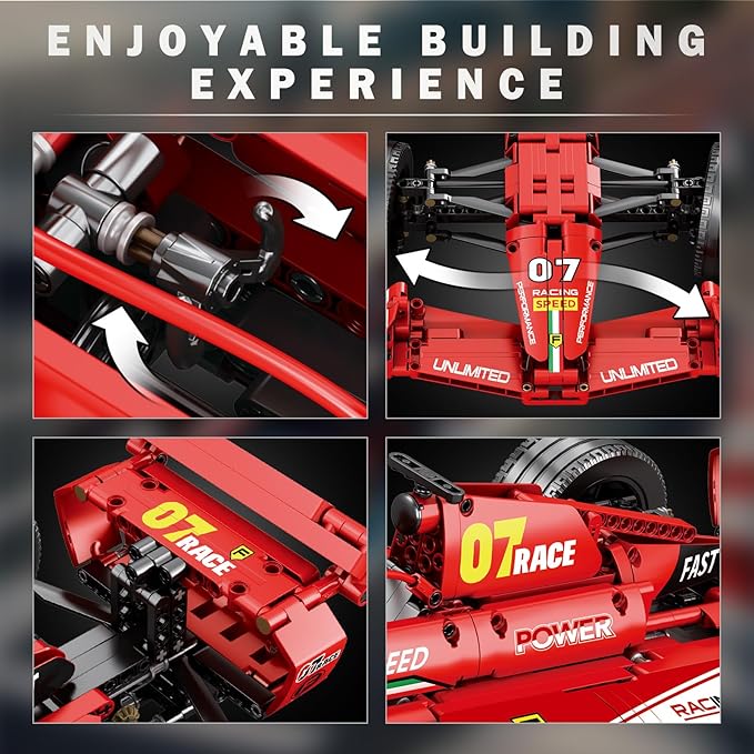 Reobrix F1 Cars Building Sets for Adults Technical Formula 1 Model Car Kits Cool 1:8 Scale Race Car Model Display for Home or Office Decor Collectible Gifts for F1 Fans (928 PCSStatic Version)