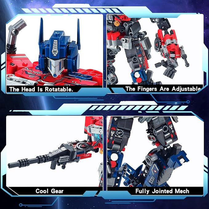 Transform Sets Robot Building Block Toys2 in 1 STEM Robotics Transforming Truck Mech Building kitCompatible with LegoChristmas Birthday Gift for Adults Boys Age 8-12 (Blue)