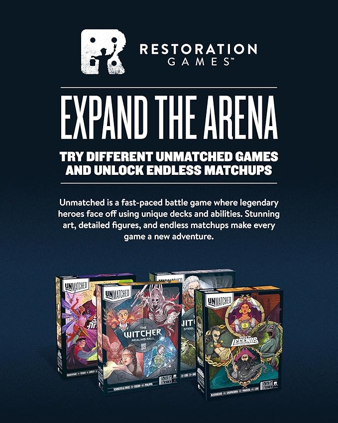 Restoration Games Unmatched Little Red Riding Hood vs Beowulf - Strategy Board Game for 2 Players - Heroes Expansion with Miniatures Unique Decks and Battlefield - 20 Min Playtime - Ages 9+