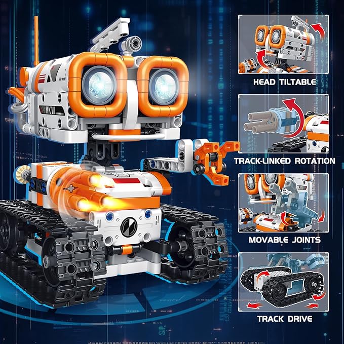 5 in 1 STEM Robotics Building Kit 560 PCS APP/Remote Control Robot Toy Building Block Sets Compatible with Lego Robot Control &amp Programming Coding Robotic Toys Birthday Great Gifts for Boys 8-1