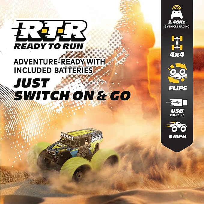 RC 4WD Big Kahuna Remote Control Car Ford Bronco Monster Truck – 1:14 Scale Remote Control Truck Vaughn Gittin Jr. Vertical Drive Stunts 2.4GHz USB Rechargeable Ready to Go Great Gift