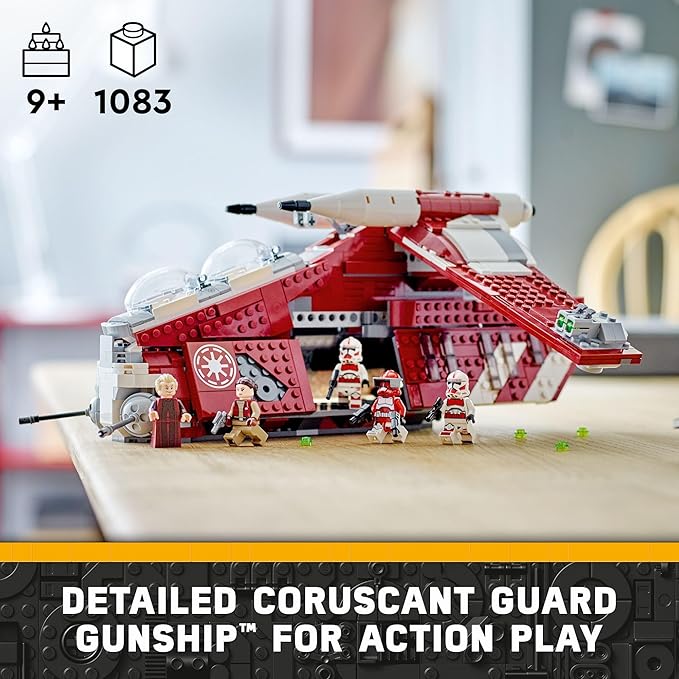 LEGO Star Wars: The Clone Wars Coruscant Guard Gunship 75354 Buildable Star Wars Toy for 9 Year Olds Gift Idea for Fans Including Chancellor Palpatine Padme and 3 Clone Trooper Minifigures