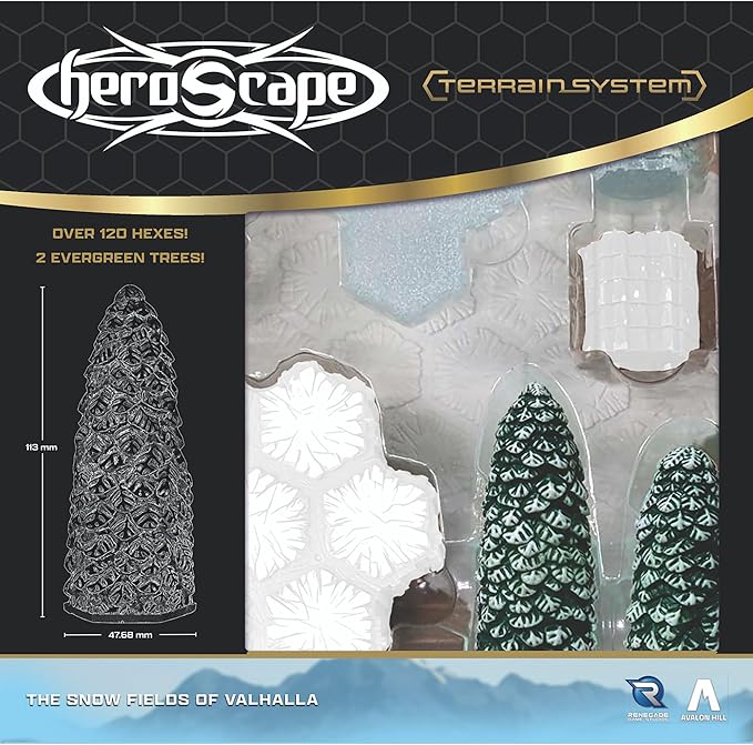 Renegade Game Studios Heroscape Terrain Expansion: The Snow Fields of Valhalla with 120 Hex-Tiles &amp 2 Evergreen Trees