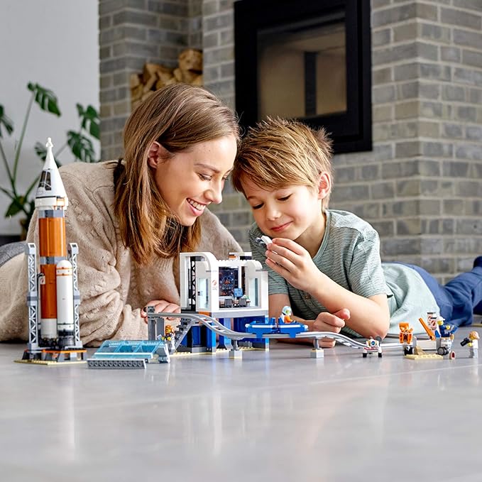 LEGO City Space Deep Space Rocket and Launch Control 60228 Model Rocket Building Kit with Toy Monorail Control Tower and Astronaut Minifigures Fun STEM Toy for Creative Play (837 Pieces)