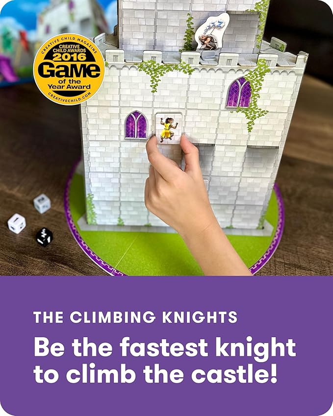 SimplyFun The Climbing Knights - Exciting Castle Climbing Strategy Board Game - Fine Motor Skills - Educational Fun with Magnetic Knights Guard Pawns &amp Premium Components - 2-4 Players Ages 8 &