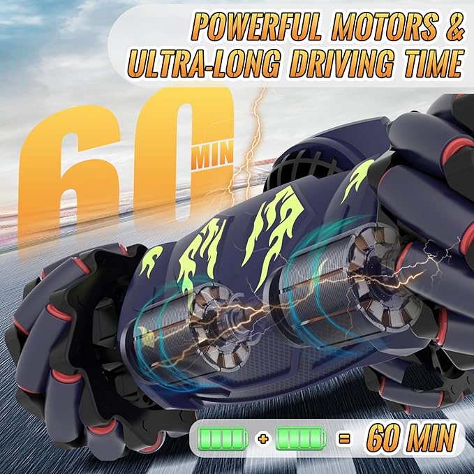 Pristar RC Cars Gesture Sensing RC Stunt Car Toys for Boys Girls 6-12 2.4Ghz 4WD Remote Stunt Car with Spray Lights Music 360° Rotate Fast Off-Road Transform Birthday Xmas Gifts for Kids Age 6-12