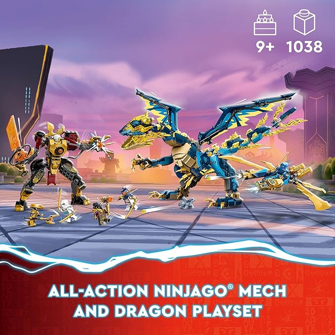 LEGO NINJAGO Elemental Dragon vs. The Empress Mech 71796 Building Toy Set Features a Dragon Mech Ninja Flyer and 6 Minifigures Gift for Boys and Girls Ages 9+ Who Love Ninja Warriors