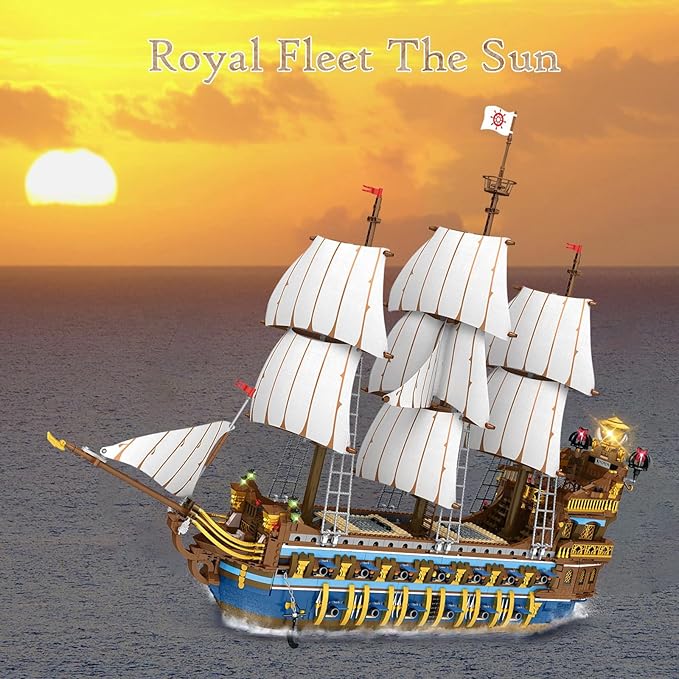 JMBricklayer Pirate Ship Building Sets for Adults Gorgeous Royal Fleet Ship with Tiered Design Attractive Pirate Toys Building Blocks Pirate Ship Display Gifts for Teens Adults(2830 Pieces)