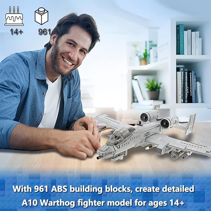 MEOA A10 Warthog Plane Building Toys 961PCS WW2 Fighter Jet Building Blocks Set Air Force Airplane Model Kits Bricks Toy Gifts for Adults