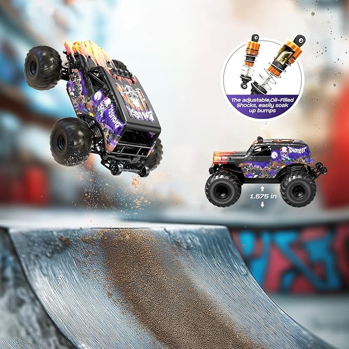 1/14 Brushless RC Cars for Adults Max 42mph Oil Shock Absorber Electric 4WD High-Speed Off-Road RC Car Remote Control Car for Adults RC Truck with Two 3S LiPo Batteries 1200 mAh
