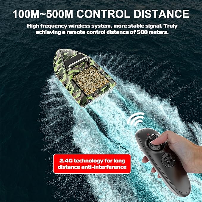 Bait Boats for Carp Fishing - RC Fishing Boats with Line Drop 2kg Loading Spare Batteries Bait Boat Bag for Carp Fishing (Camo Green)