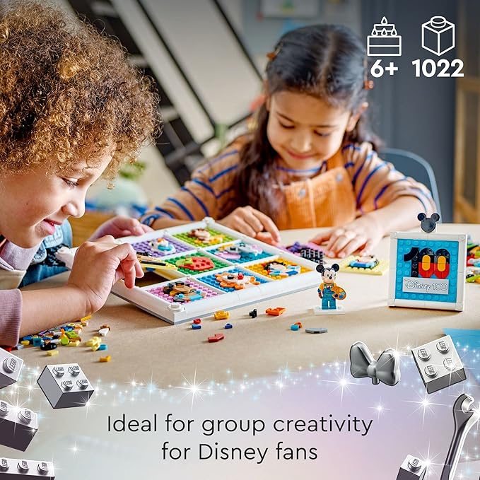 LEGO Disney Classic 100 Years of Disney Animation Icons 43221 Buildable Disney Toy with Mickey Mouse Minifigure Classic Disney Wall Art Fun Toys for Kids Ages 6+