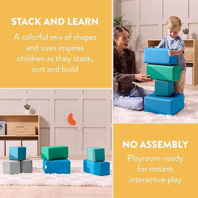 EarlyBuilder Foam Stacking Block Set Small Soft Play Contemporary 7-Piece