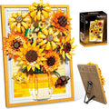 Lodikisbay Sunflower Frame Building Set Botanical Collection for Adult Wall Art Building Blocks Set Compatible with Lego Collectible Art Building Block Kit for Home Decor (1011PCS)
