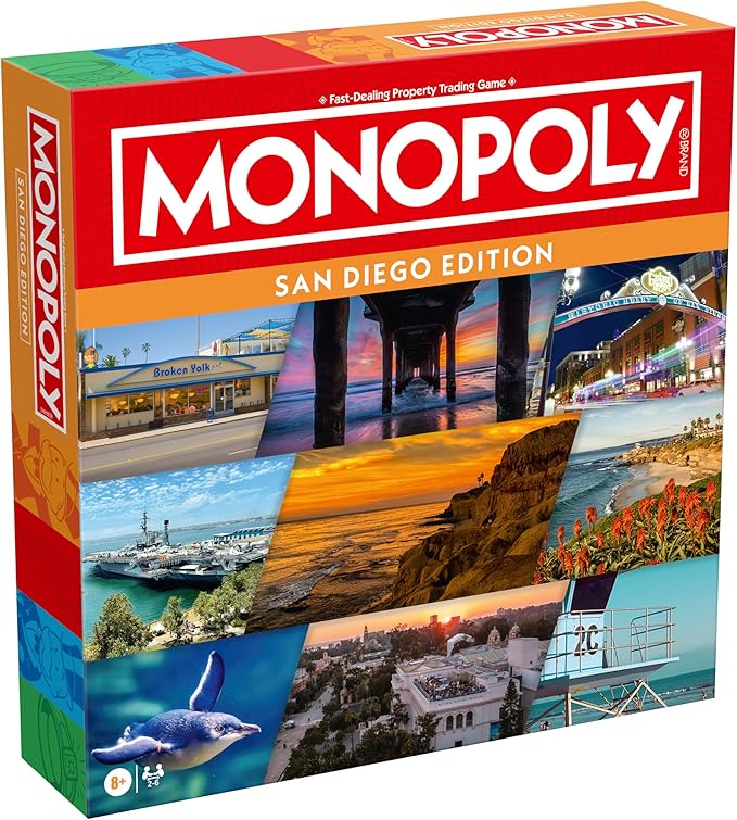 Monopoly Board Game – San Diego CA Edition: 2-6 Players Family Board Games for Kids and Adults Board Games for Kids 8 and Up Great for Game Night