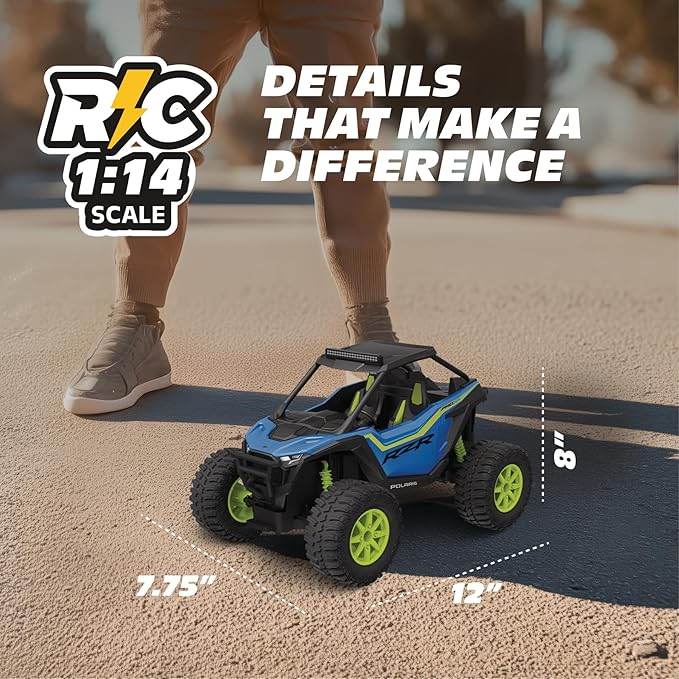 Polaris RZR Remote Control UTV – 1:14 Scale 2WD RC Car Officially Licensed Polaris RZR Full-Function 2.4GHz Radio Control USB Rechargeable Ready to Run Blue