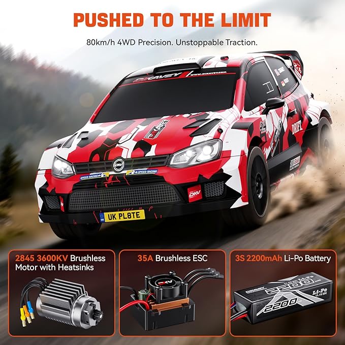 1:12 RC Rally Car Fast Max 50 MPHDrift Car with Gyro 4X4Brushless Fast RC Cars with 3S 2200 mAh Battery1/12 Remote Control Cars for Adults for 4WDfor Racetrack &amp Mud-Yellow