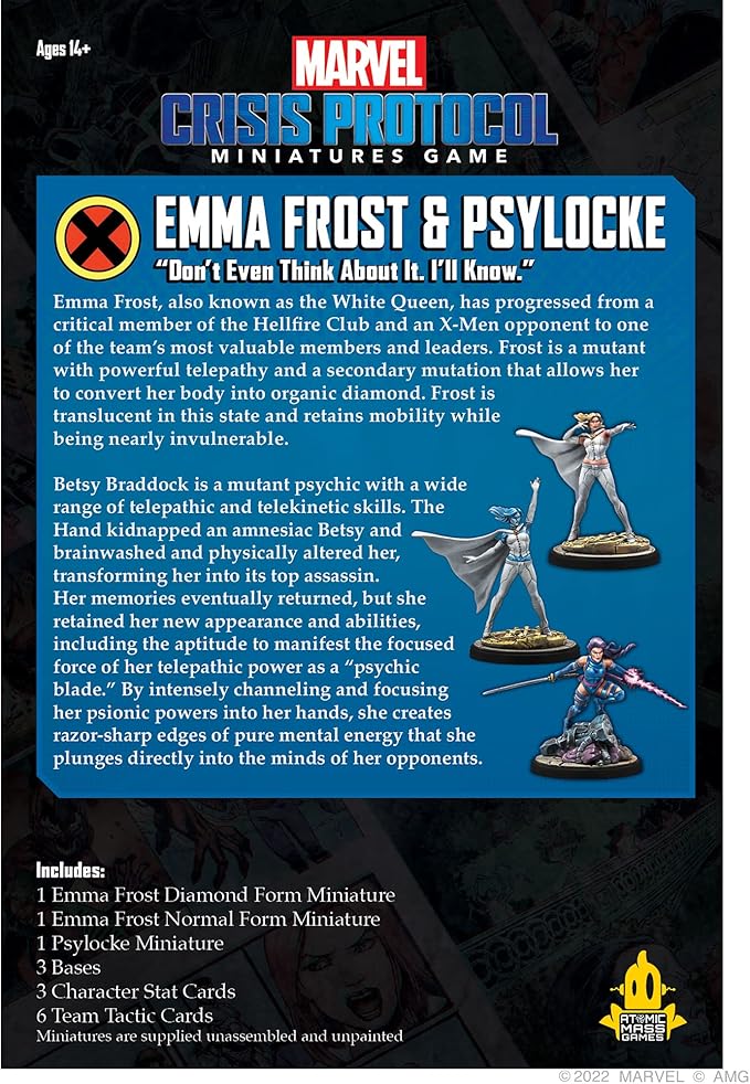Marvel: Crisis Protocol Emma Frost and Psylocke CHARACTER PACK - Psychic Mutants Unleashed! Tabletop Superhero Game Ages 14+ 2 Players 90 Minute Playtime Made by Atomic Mass Games