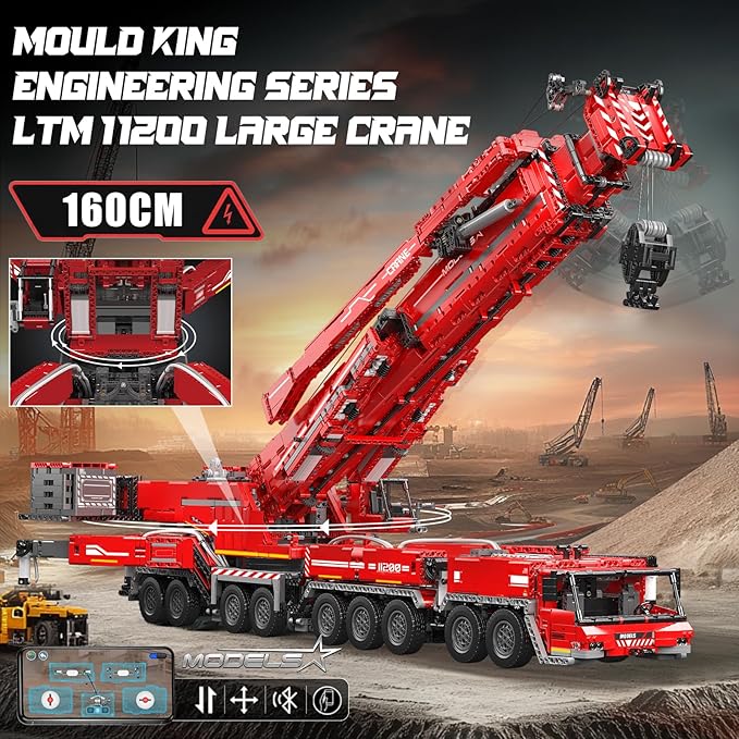 Mould King 17008 Technology Crane Building Set Large Heavy Duty Crane Truck Building Kits with 20 Motors APP Programmable Construction Vehicle Model Kit for Adult(8506+ PCS)