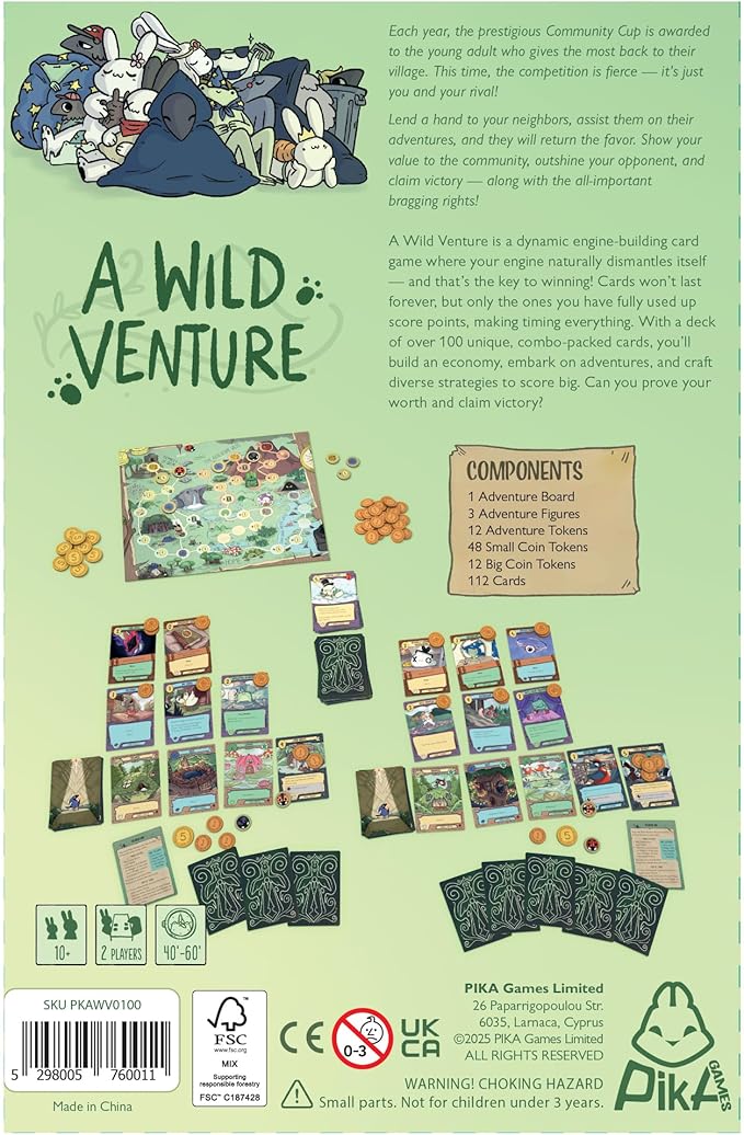 A Wild Venture Board Game - Engine-Building &amp Adventure Strategy Game Whimsical Fantasy World with 100+ Unique Cards Fast-Paced Gameplay for Kids &amp Adults Ages 10+ 2 Players 40-60 Min Pla