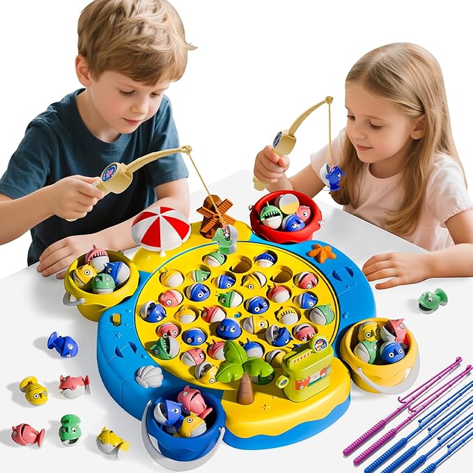 66 PCS Magnetic Fishing Game for Kids Toddlers 3-5 Board Game for Kids 4-6 1-8 Players Fishing Toys for Boys 3 4 5 6 7 8 Year Old with 360° Rotation Ideas Birthday Gifts for 3 4 5 6 7 8 Year Old