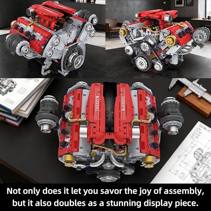 V8 Engine Building Kit That Works Build Your Own Model Engine for Adult8-Cylinder Car Engine with Spray &amp Light Building Engineering Toys for Kids Adults (3168PCS)