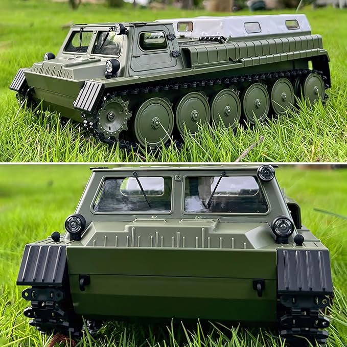 Remote Control Tank Military Transport Vehicle 2.4G Crawler Car RC Off-Road Army Armored Truck All Terrain for Kids and Adults Toys