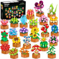 24 Pack Flowers Succulents Building Set - 2160PCS Botanical Collection 3.6MM Mini Flower Kit for Home Office Décor Plant Blocks Toy Easter Party Favors Gifts for Adults Women Kid 10+