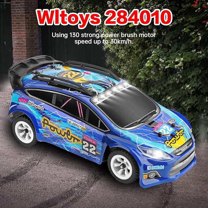 WLtoys 284010 1/28 Mini 4WD RC Drift Car 30km/h with 3 Upgraded 500mAh Batteries 2.4GHz V8 Remote &amp LED Lights for Adults