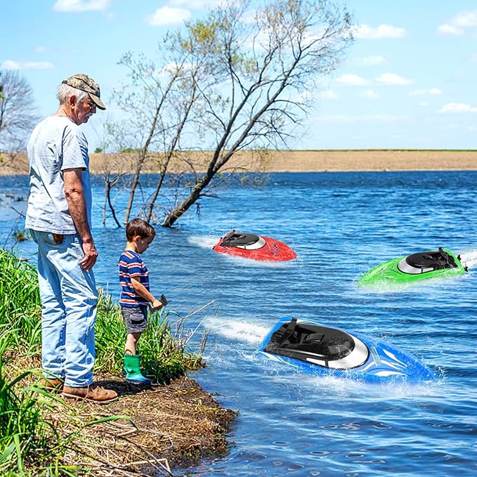 RC Boat 3PACK High Speed Remote Control Boat for Kids &amp Adults 10km/h 2.4G Boats for Pools and Lakes Rechargeable Battery Included