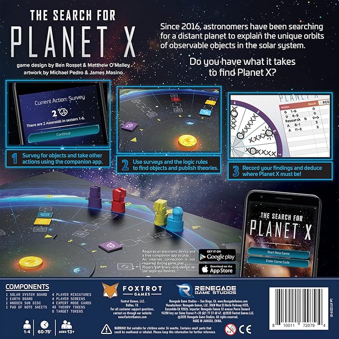 Renegade Game Studios Search for Planet X Board Game 1-4 Players Strategy Deduction with App