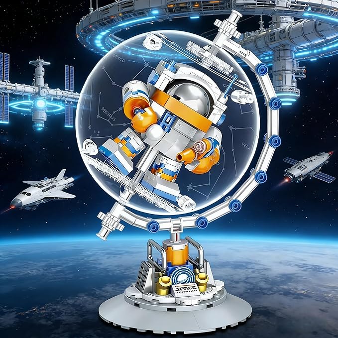 Astronaut Constellation Globe Building Set with Light Build and Display Model for AdultsHome and Office DecorAviation Enthusiasts Gifts