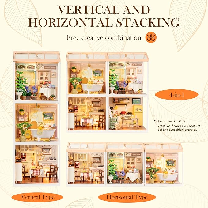 ROBOTIME Super Creator Toy Building Set DIY Miniature House Kit with LED Tiny Room Making Kit Expandable Plastic Craft Toy for Creative Play Home Decor Unique Hobby Gift