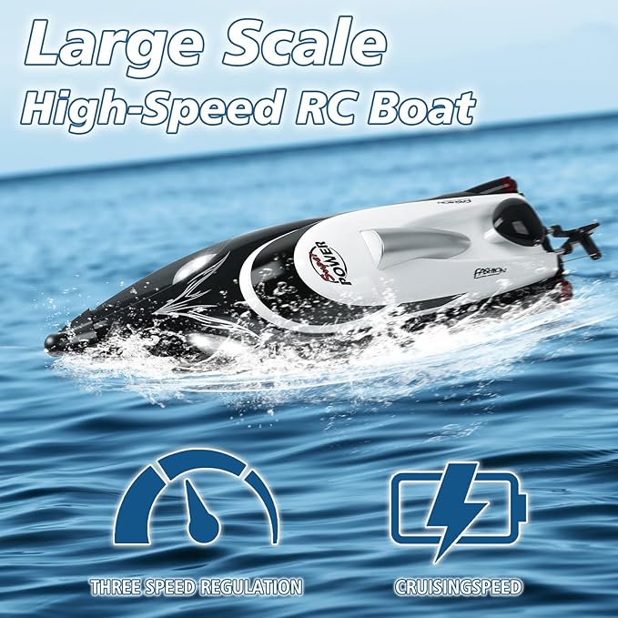 RC Boat-Remote Control Boat for Adults-High Speed 35+ KPH for Pool-Toys for Ages 8-13 (Black)