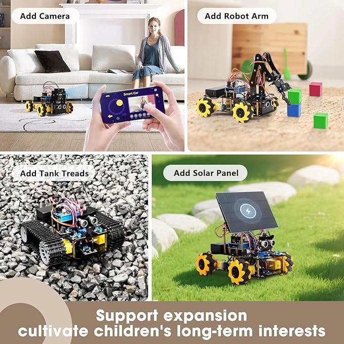 ACEBOTT Robot Kit Robotics for Kids Ages 8-12 12-16 STEM Toys for Boys with Remote &amp App Control Arduino &amp Scratch Compatible Science Kits for Kids Age 8-12 12-16 for Boys &amp Girls(Yel