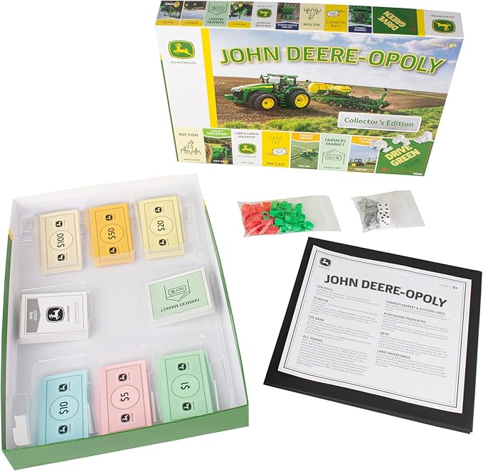TOMY John Deere-opoly Kids Board Game - Cooperative Farming Games for Kids - Classic Board Games for Family Game Night - Tractor Themed Board Game - Farm Games Ages 8 Years and Up