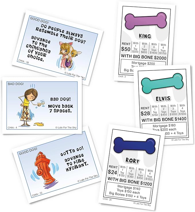 Late for The Sky Chihuahua-Opoly Board Game – Family Strategy Fun for 2–6 Players Ages 8+ | Dog Lover Theme Opoly-Style Property Trading Traditional or One-Hour Play