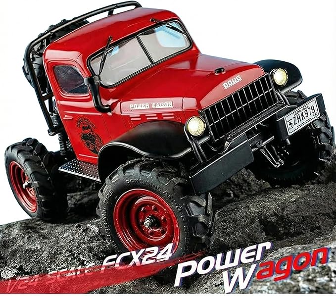 EAZYRC FMS FCX24 Power Wagon 1/24 RC Crawler Brushed 4x4 RTR Rock Crawler with Portal axle 2-Speed Transmission PC Hard Body – RC Car for Adults and Gift