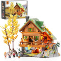 FUNWHOLE Mountain-Cabin House Lighting Building-Bricks Set - Friends Mountain House and Treehouse Collection LED Light Building Set 2255 Pcs for Adults and Teen