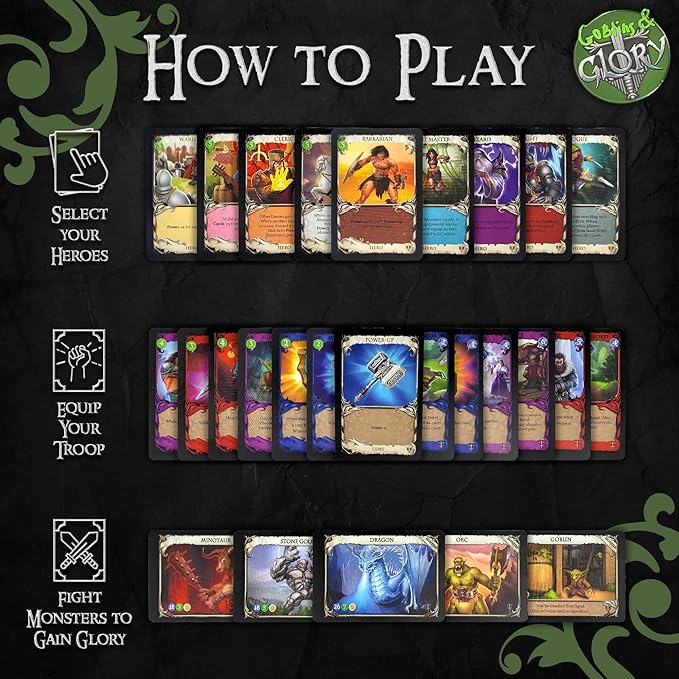 Goblins &amp Glory Strategy Board Game – Fantasy Deck Building Adventure with Heroes Monsters &amp Quests – Fun Card Game for Adults &amp Teens Ages 14+ 3–5 Players 30+ Minute Gameplay
