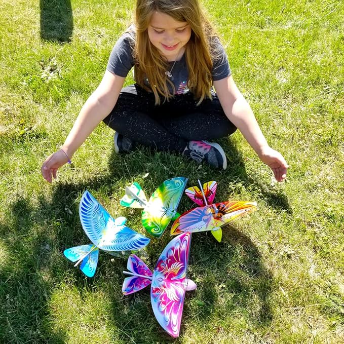 MUKIKIM eBird Pink Butterfly - Flying RC Bird Drone Toy for Kids. Indoor/Outdoor Remote Control Bionic Flapping Wings Bird Helicopter. USB Recharging. Creative Child Preferred Choice Award Winner