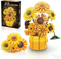 Sunflower Building Set Flowers with Vase for Adult Compatible with Lego Flowers 1009pcs Art Bonsai Botanical Collection for Home/Office Decor Gifts for Mother's Day and Valentine's Day