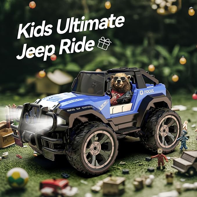 DEERC DE42 Remote Control Car RC Racing Cars1:18 Scale 80 Min Play 2.4Ghz LED Light Auto Mode Off Road RC Trucks with Storage CaseAll Terrain SUV Cars Toys Gifts for Boys Kids Girls TeensBlue