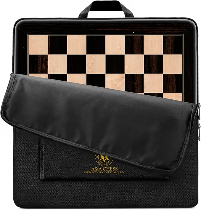 A&ampA 18.875 Professional Wooden Tournament Chess Board/African Palisander &amp Maple Inlaid / 2.0 Squares w/o Notation