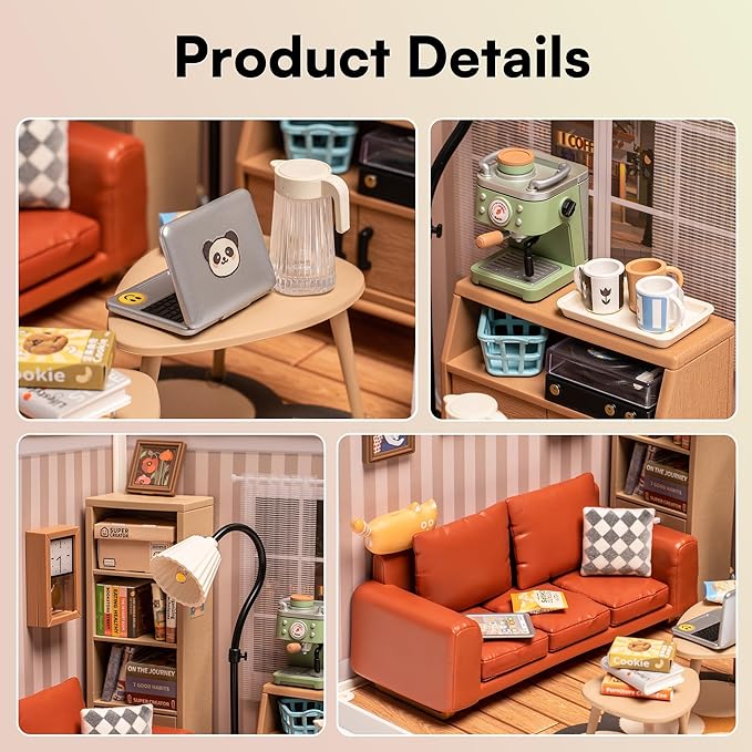 Rolife LED Building Blocks for Adults1:24 Toy Building SetsModel Building Kits for Kids Ages 8-12-15DIY Miniature House Kits for AdultsBirthday Gifts Hobbies for Women Men